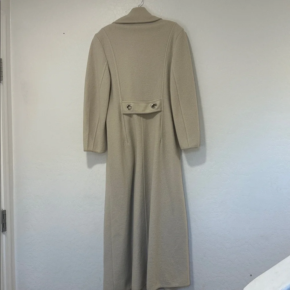 Geiger warm 100% wool trench Long Double-Breasted Coat‎ Beige 36 small ACADEMIA